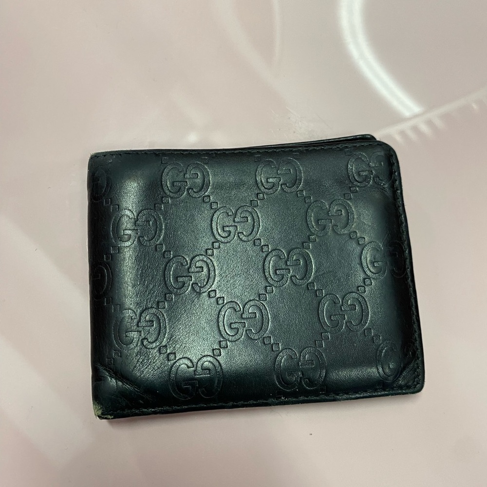 Gucci Black Embossed Bifold Leather Wallet